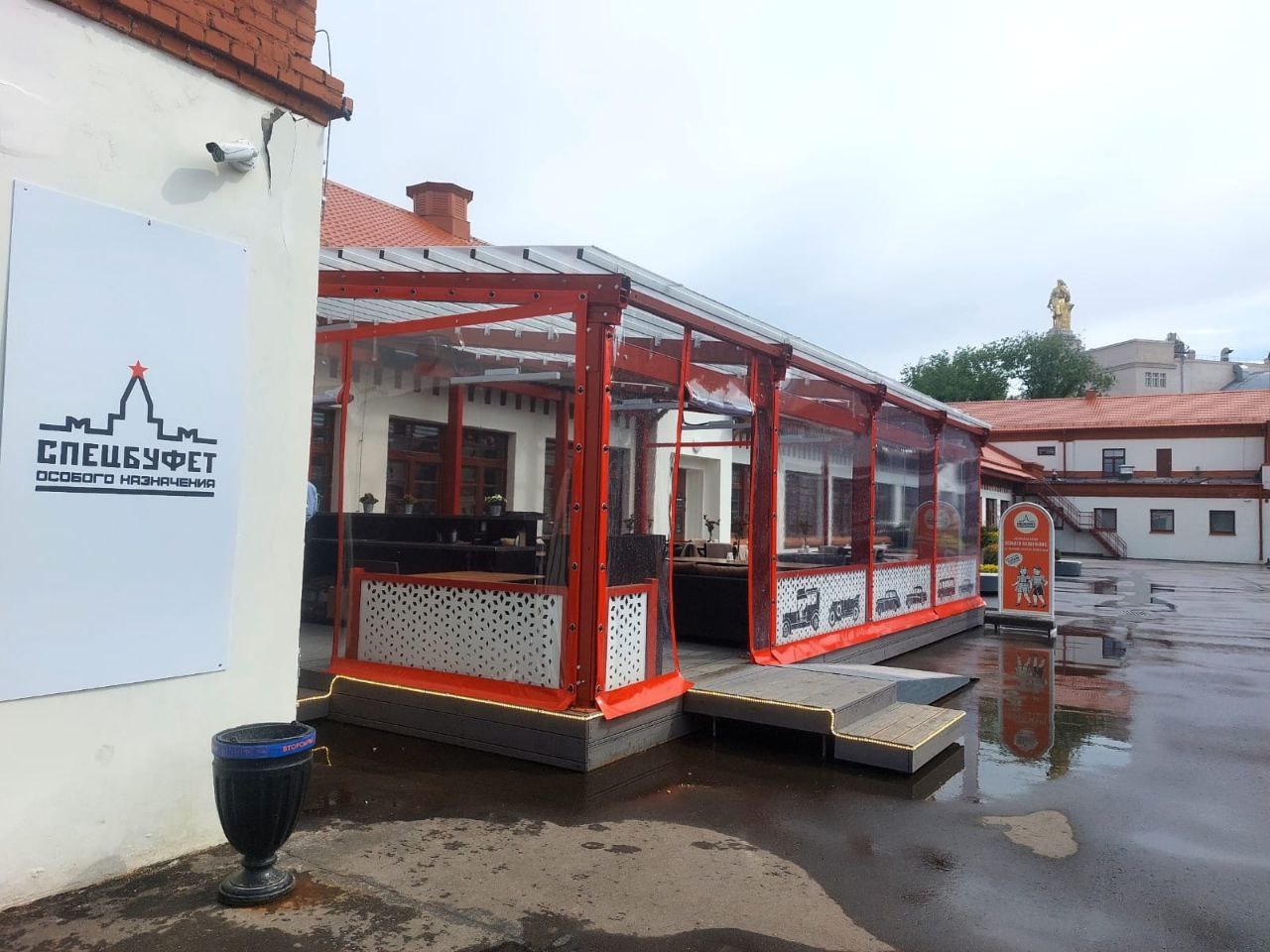 ПВХ шторы для летней террасы кафе в Новокасторном